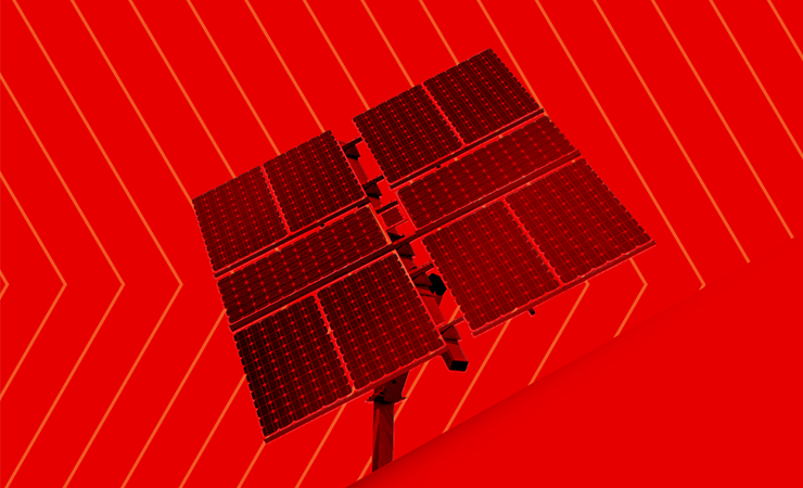 Solar panel with red background